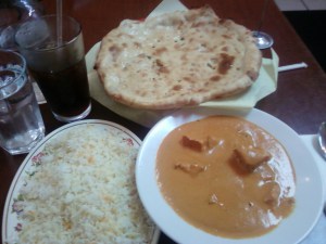Chicken Tikka Masala with rice and naan