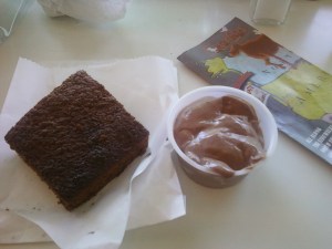 Chocolate pudding and Chocolate brownies from Saul's Deli