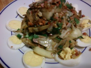 artichoke with eggs