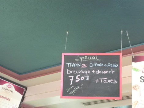 Signage annoucing the Specials